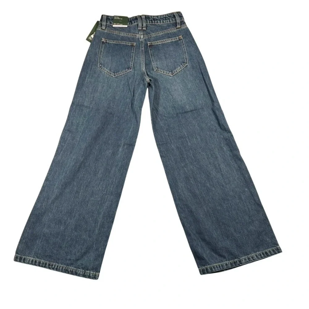 Wild Fable Dark Wash Wide Leg Jeans Womens 00 31L Rigid Denim Mid Rise Baggy Y2K